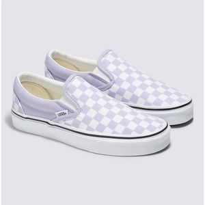 Lavender and White Vans Checkerboard Slip-On Shoe Size 9.5
